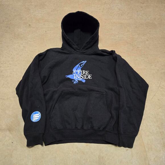 Vtg AFI A Fire Inside Sing the Sorrow Crest Graphic Band Hooded Sweatshirt S - Picture 1 of 6